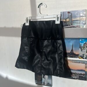 strapless black leather top